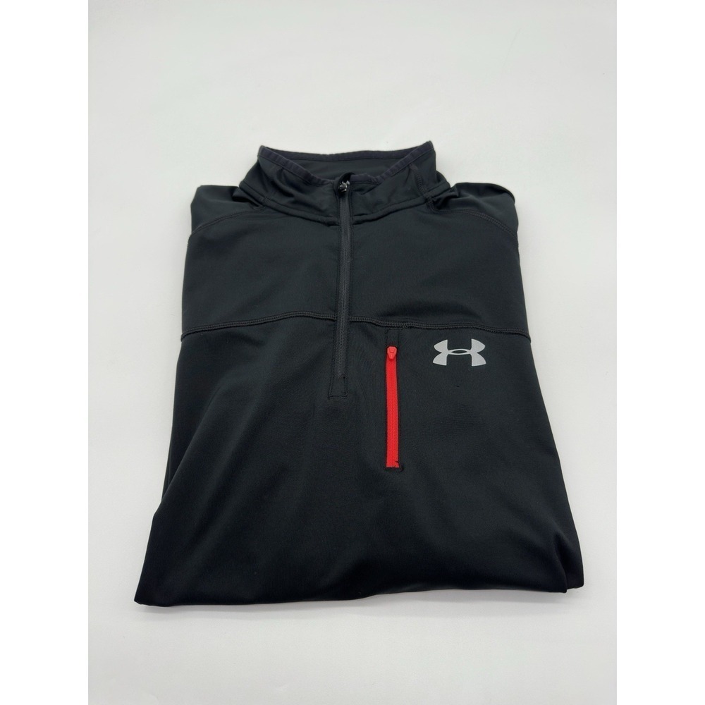 Mens Under Armour Black 1/4 Zip Long Sleeve‎ Athletic Running Shirt Top
